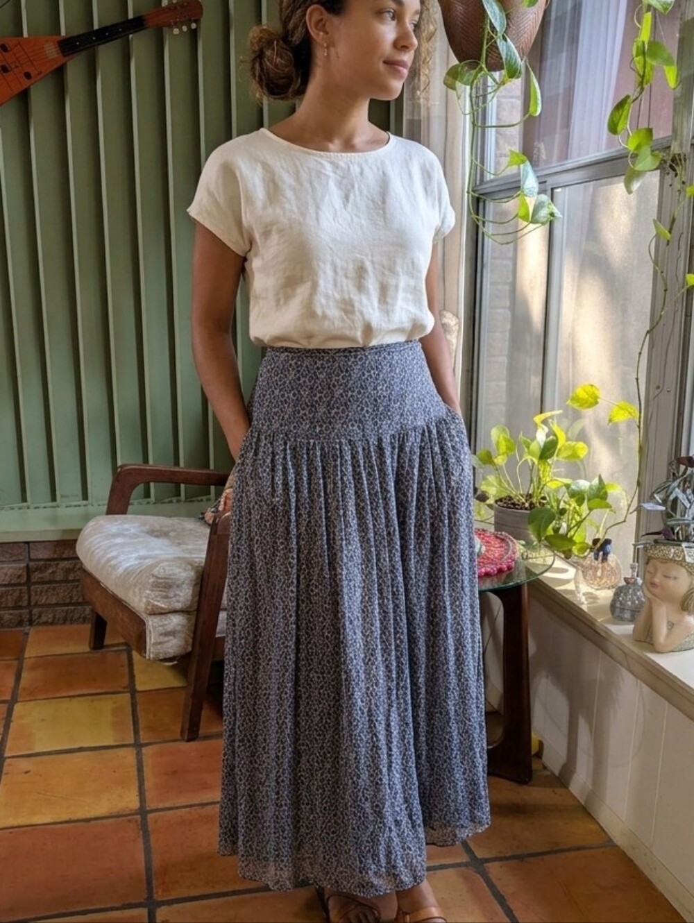 Valerie Stevens Blue Silk Skirt.